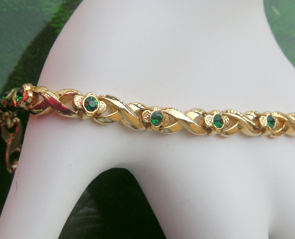 Lovely Emerald Green Rhinestone Bracelet AFJ