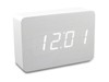 White Wooden Digital Alarm Clock White LED Light and Calendar/Thermostat Functions