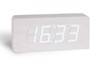 New White LED Wooden Digital Alarm Clock Desktop Calendar Thermosta Sound Control