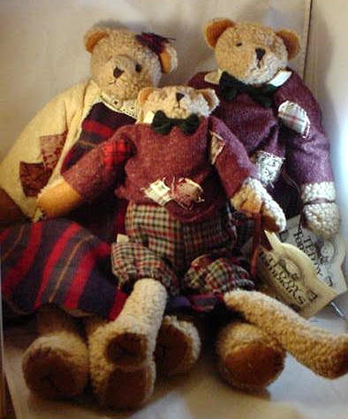 Teddy Tompkins Family 3 Bears ~Timothy ~Lizzy ~Edmund