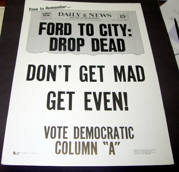 1975 RARE POLITICAL POSTER GERALD FORD NY DAILY NEWS 
