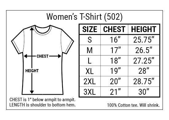 Wallflower Merch Size Chart