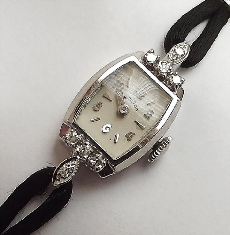 LADIES 1950'S VINTAGE 14K GOLD DIAMOND HAMILTON WATCH | eBay