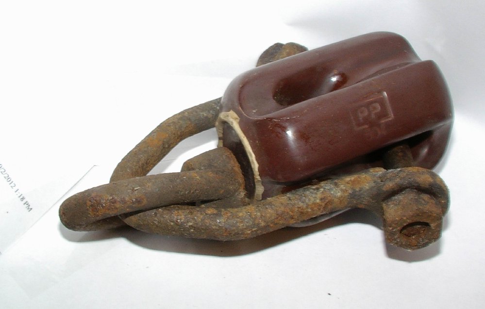 Vintage BROWN CERAMIC INSULATOR Hardware Guy Strain INDUSTRIAL SALVAGE