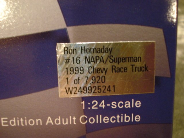 1999 Ron Hornaday Jr Ed 1 24 Superman Action Dei Diecast Hood Trunk